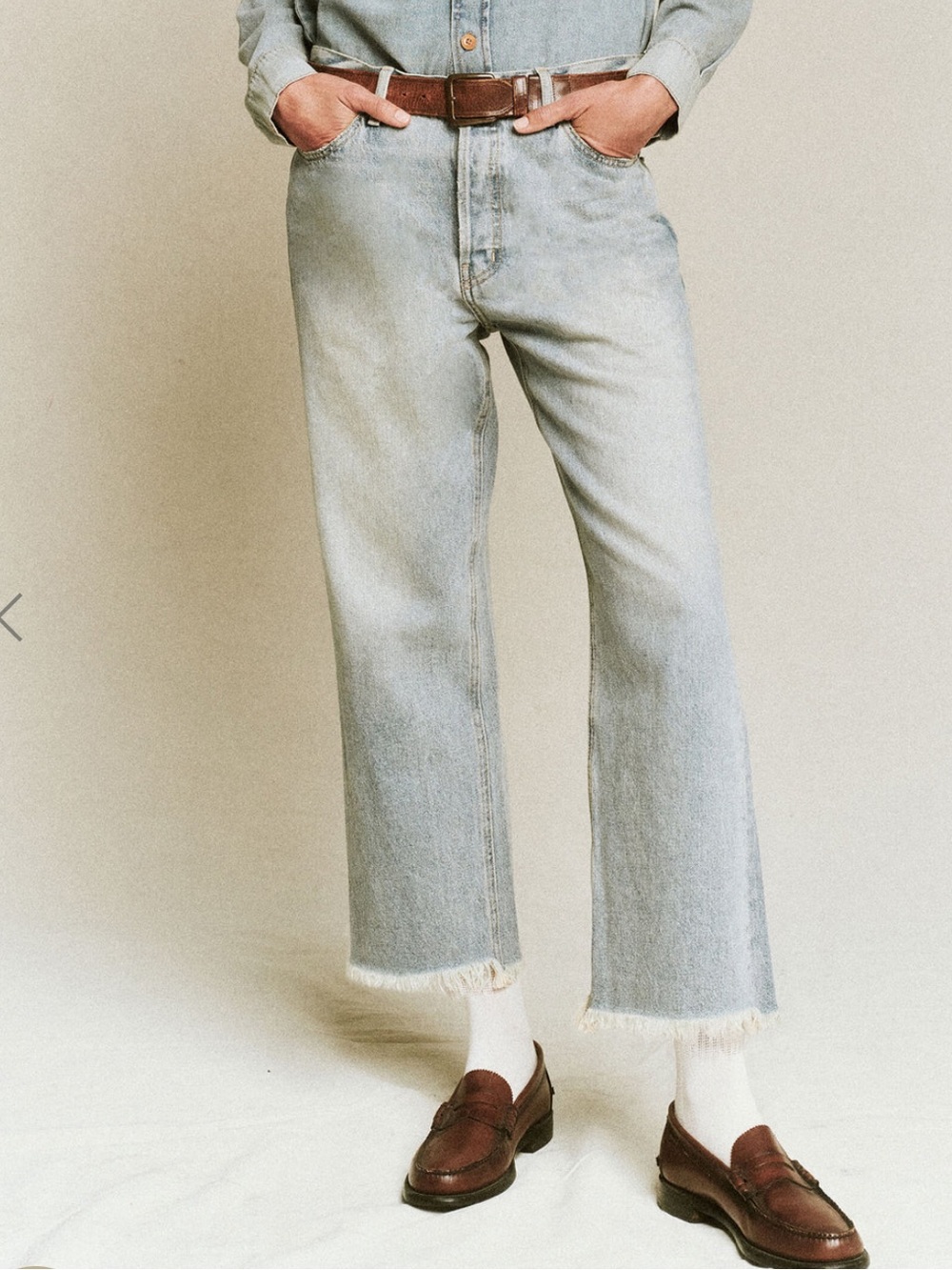 THE GREAT. The Wayne Jean — Light Wash Cropped Straight